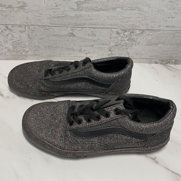 Vans Black Rainbow Glitter Sneakers Youth Size 3.5 - Picture 6 of 8